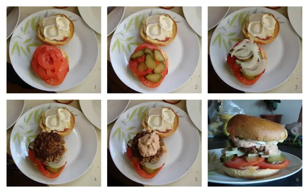 assemblage burger maison ingr&eacute;dients