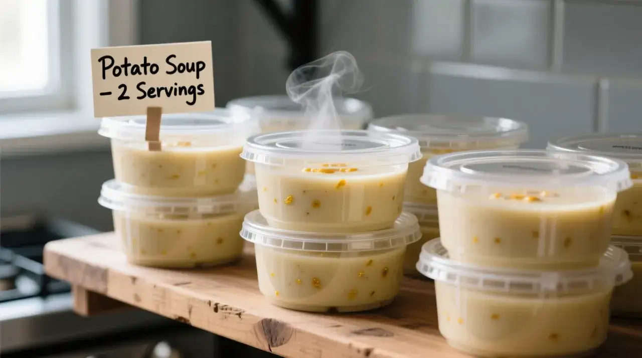 Bouteille de soupe congelée avec espace vide
