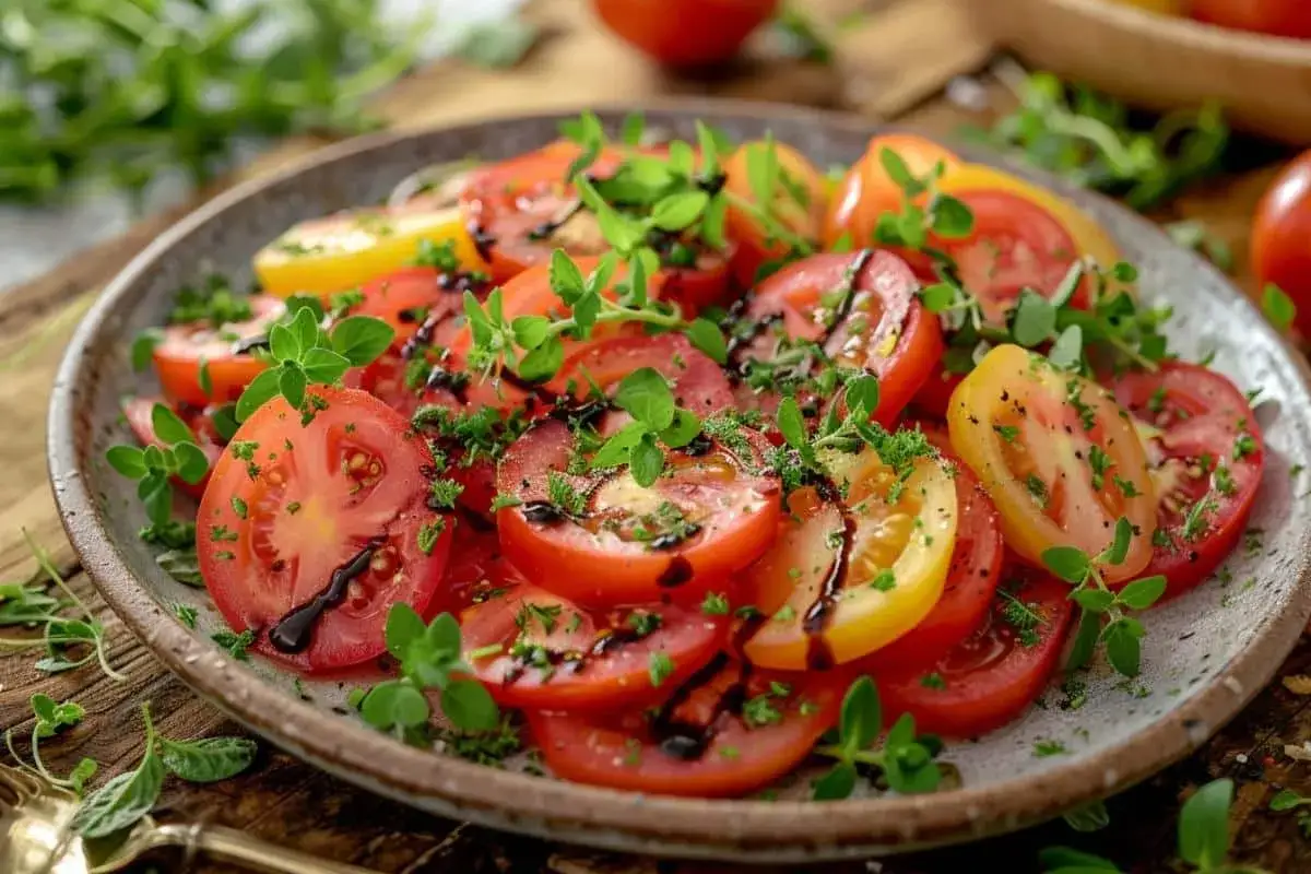 Ingrédients pour salade de tomates classique